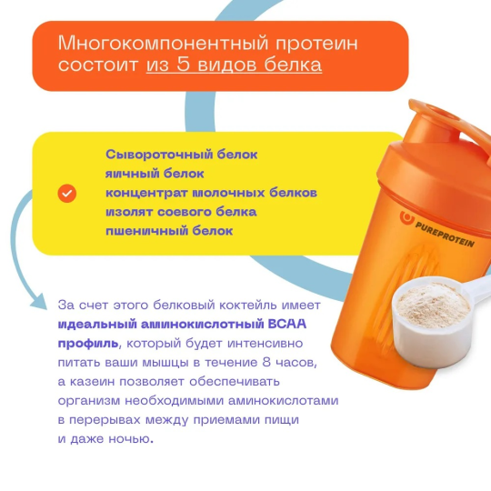 Мультикомпонентный протеин Лимонный чизкейк 1000г PureProtein