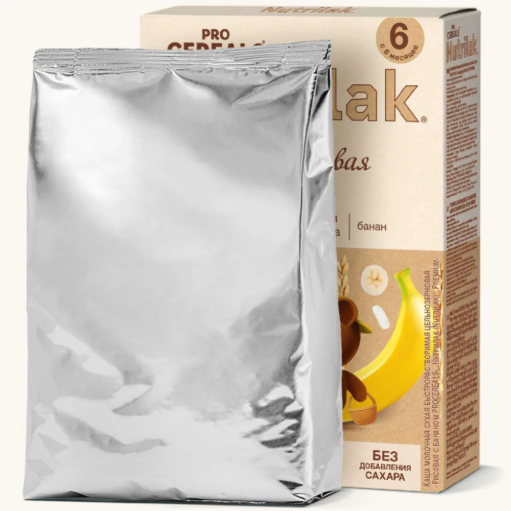 Каша мо­лоч­ная цель­но­зер­но­вая «Nutrilak» Premium рисовая с бананом, 200 г #4
