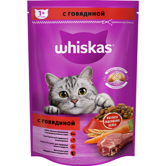 Корм для кошек с говядиной «Whiskas», 350 г