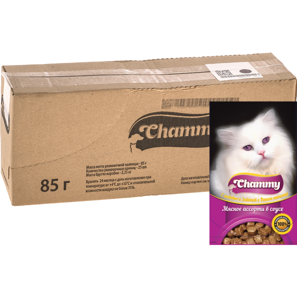 УП.Корм для кошек «Chammy» мясное ассорти в соусе, 25х85 г