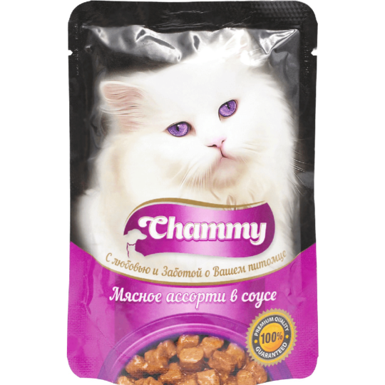УП.Корм для кошек «Chammy» мясное ассорти в соусе, 25х85 г