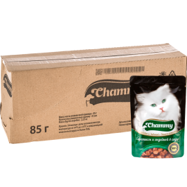 Уп. Корм для кошек «Chammy» кролик, индейка в соусе, 25х85 г