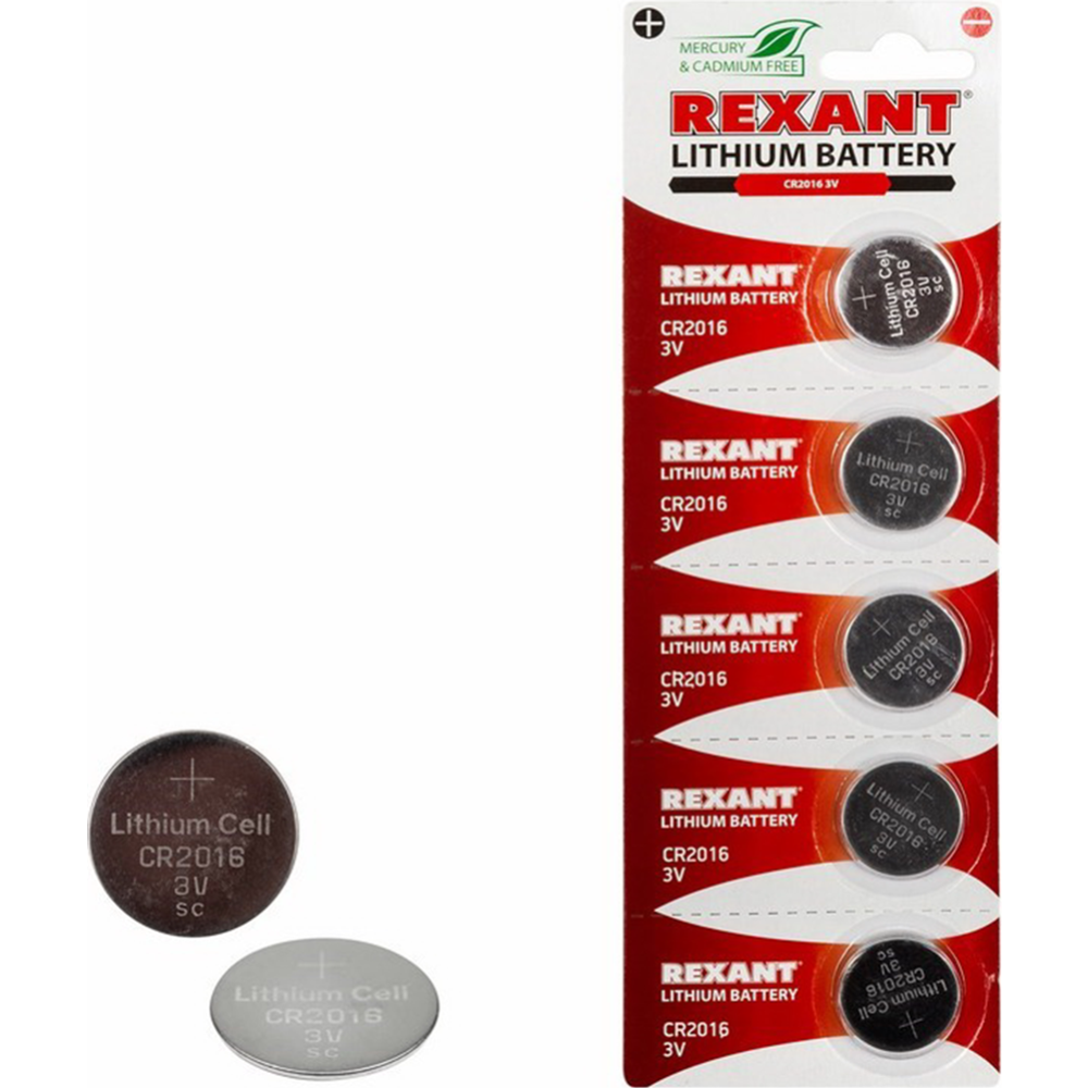 Батарейки «Rexant» CR2016, 30-1106, 5 шт