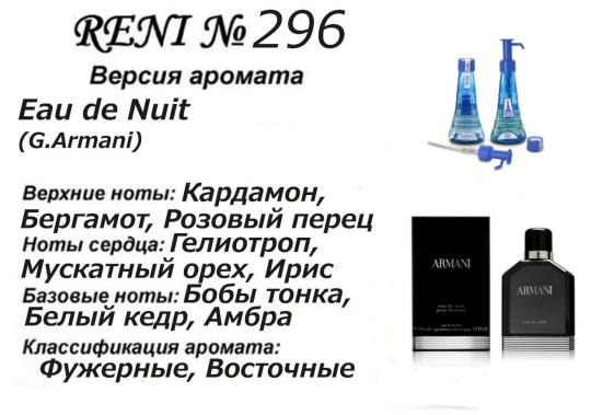 Духи Рени Reni 296 Аромат направления Eau de Nuit (Armani) - 100 мл