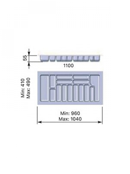 Лоток для столовых приборов Starax S-2292-G (1100мм, серый)