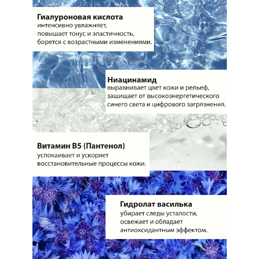 Двойная сыворотка «Modum» Valoshki. Blue Trasure, с гидролатом василька, гиалуроном и ниацинамидом, 30 г #1