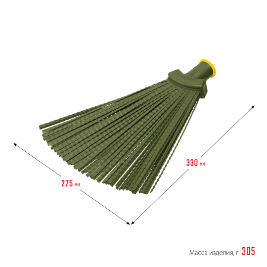 Плоская пластиковая метла 380х240мм, веерная, полипропилен, коническое резьбовое соединение, СИБИН (39220)