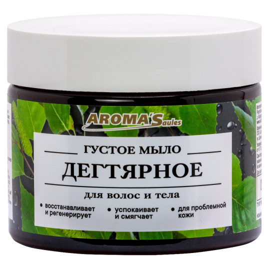 Мыло густое «Aroma'Saules» для тела и волос, дегтярное, 250 мл