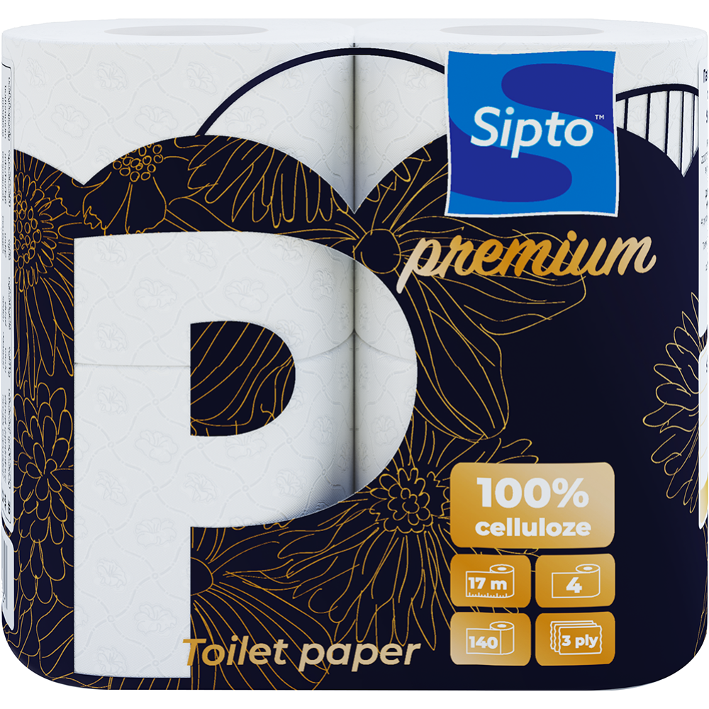 Бумага туалетная «Sipto» Premium, белая, трёхслойная, 4 рулона #0