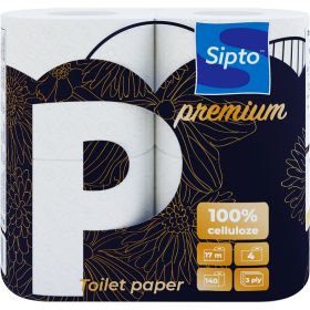 Бумага туа­лет­ная «Sipto» Premium, белая, трёх­слой­ная, 4 рулона