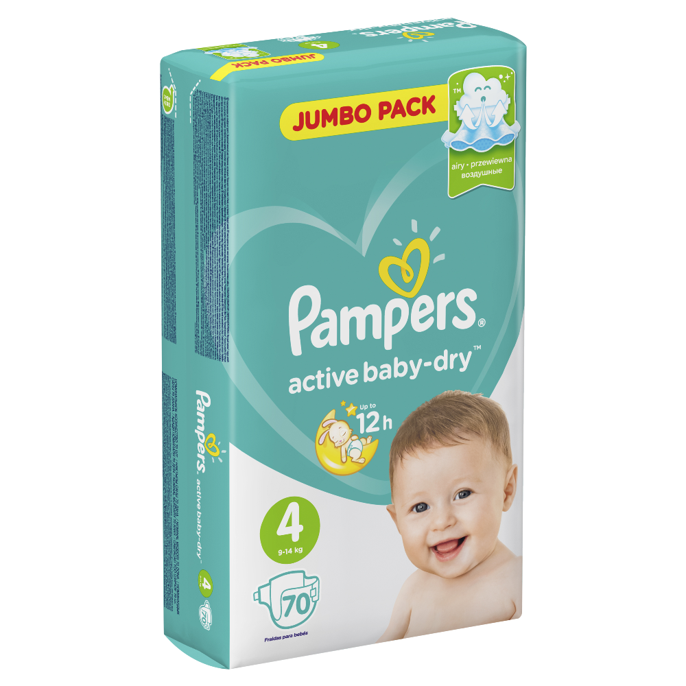 Подгузники детские «Pampers» Active Baby-Dry, размер 4, 9-14 кг, 70 шт