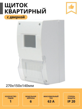 Щиток квартирный ЩК 26-003 2-6 модулей DIN с дверкой IP20 TDM SQ0906-0016