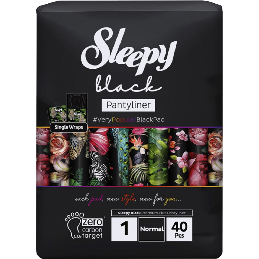 Ежедневные прокладки «Sleepy Natural» Black, Normal, 40 шт
