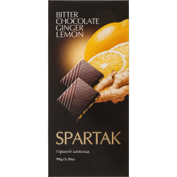 Шо­ко­лад горь­кий «С­пар­та­к» с им­би­рем и ли­мо­ном, 95 г