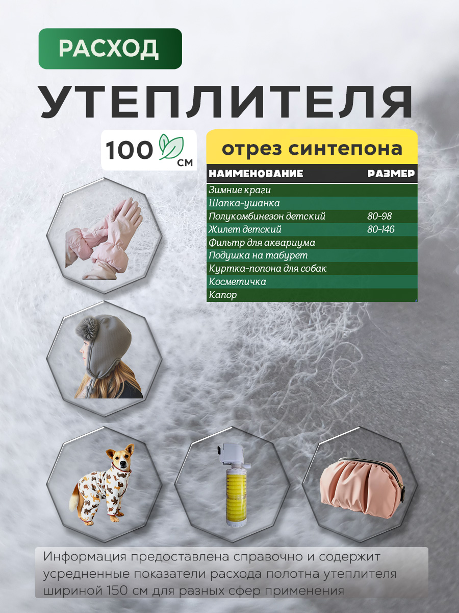 Синтепон 100 г/м2 100 см*150 см для шитья