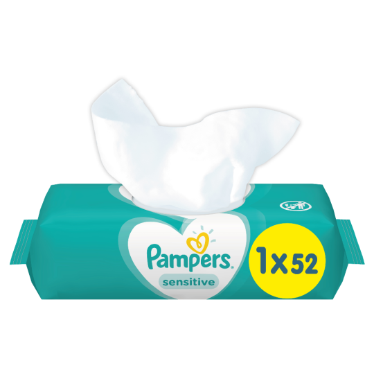 Детские влажные салфетки «Pampers» Sensitive, 52 шт