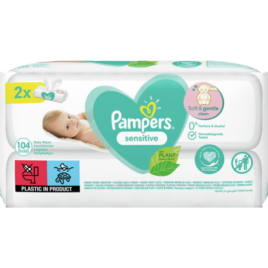 Детские влажные салфетки «Pampers» Sensitive, 104 шт