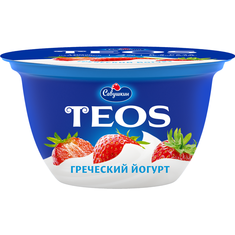 Йогурт греческий «Teos» клубника, 2%, 140 г #0
