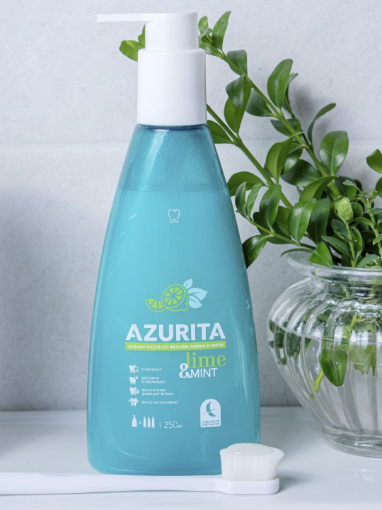 Зубная паста гель Azurita отбеливающая с дозатором, 2 шт. по 250 мл.