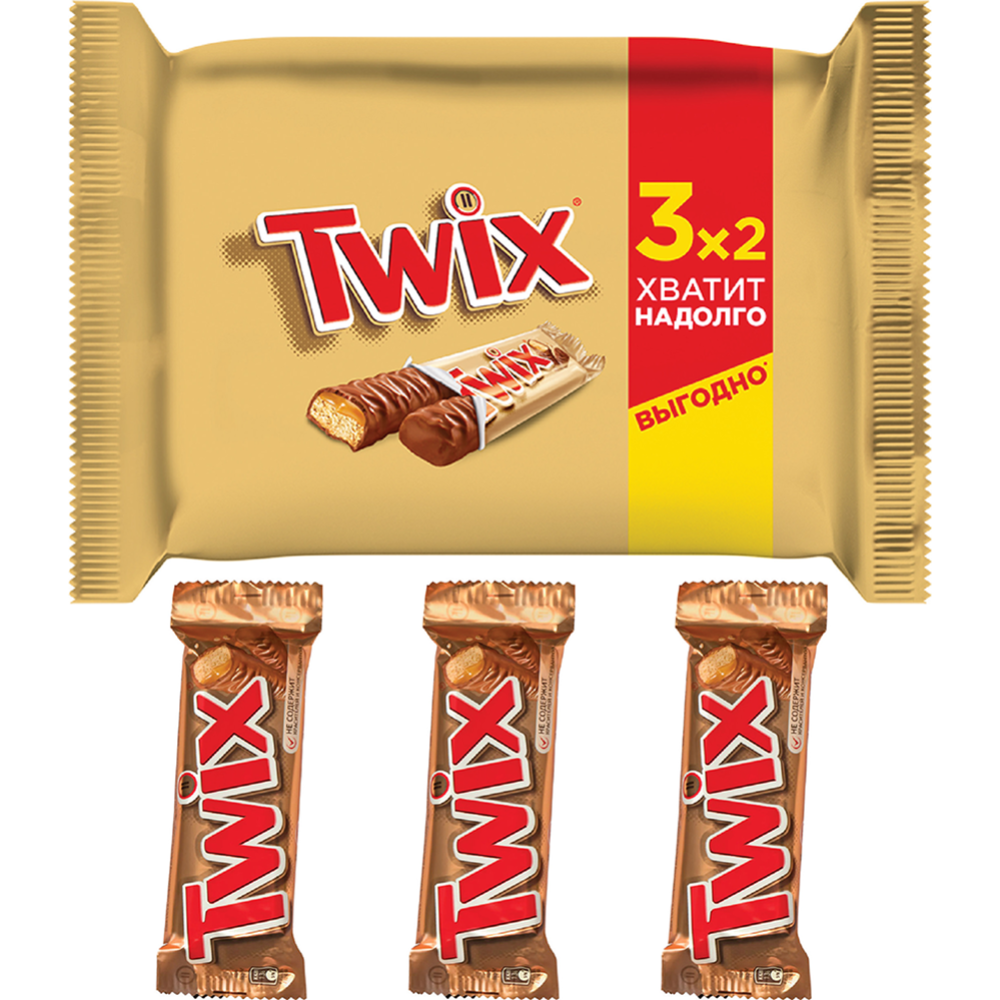 Шоколадный батончик «Twix» с карамелью, 165 г #0
