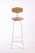 Барный высокий стул со спинкой из дуба, Н78см, натуральный/белый, STAL-MASSIV