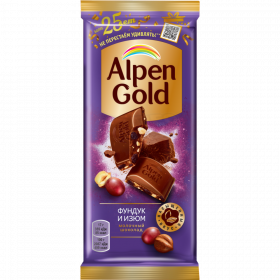 Шо­ко­лад «Alpen Gold» мо­лоч­ный, фундук и изюм, 85 г