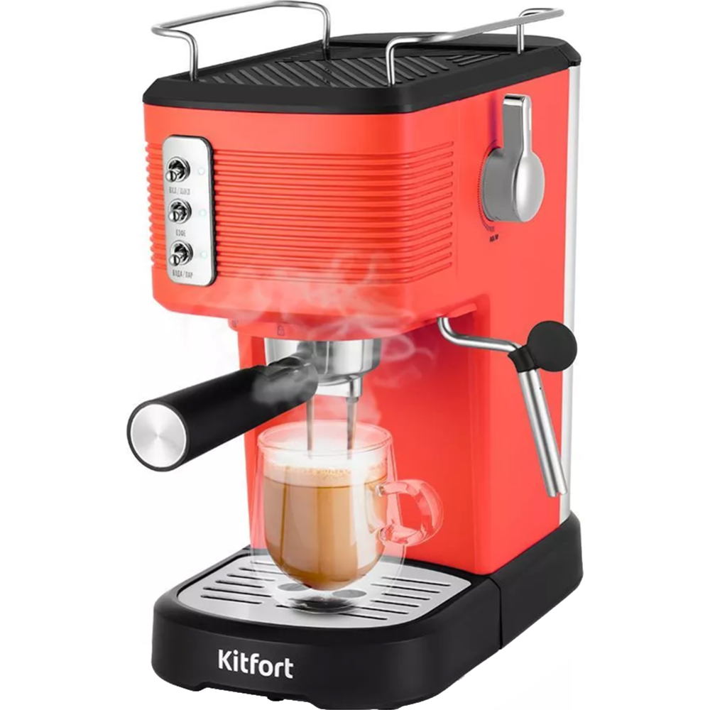 Кофеварка рожковая «Kitfort» KT-7180-1, черный/красный