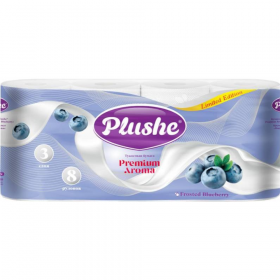Туа­лет­ная бумага «Plushe» Premium Aroma, Frosted Blueberry, 3 слоя, 8 ру­ло­нов