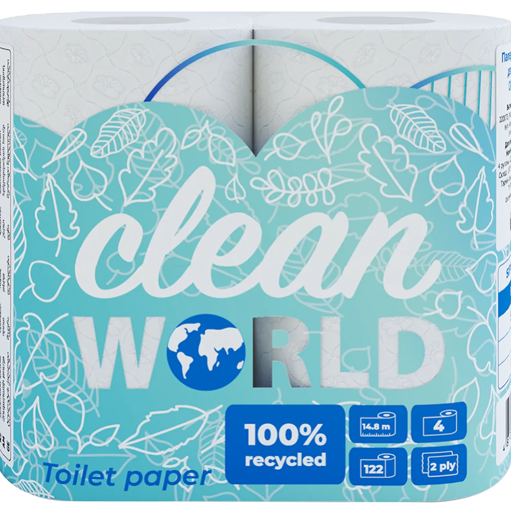 Бумага туалетная «Sipto» Clean World 4 рулона, 122 листа #0