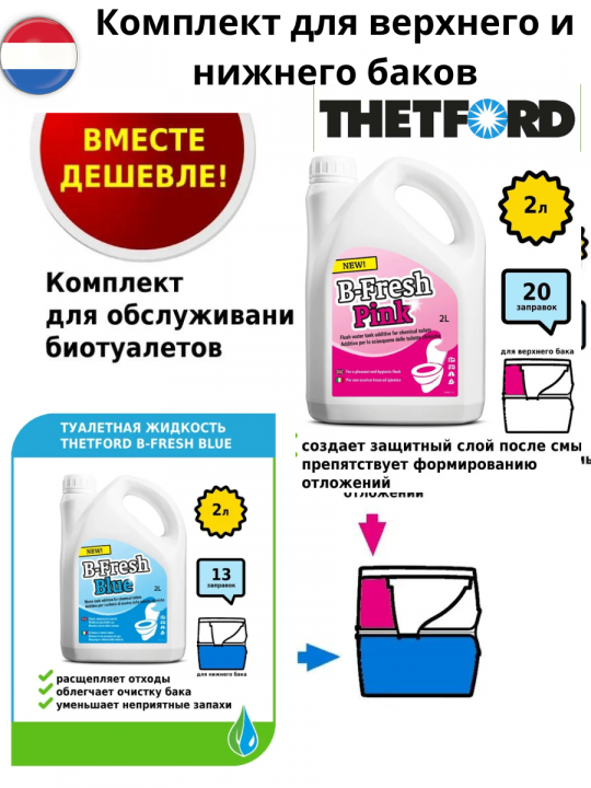 Комплект жидкостей для биотуалета B-Fresh Green 2л. + B-Fresh Blue 2л.