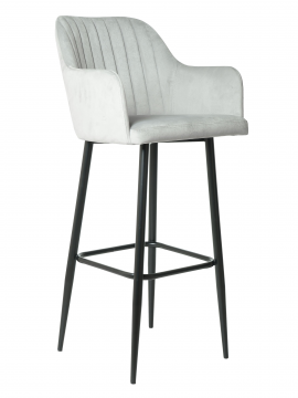 Барный стул (кресло) Mara Эмеральд ( Kingstyle 104 F B ), велюр Seven 324 (светло-серый), опора барная (черный)