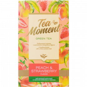 Чай зе­ле­ный «Tea Moment» клуб­ни­ка и персик, 100 г
