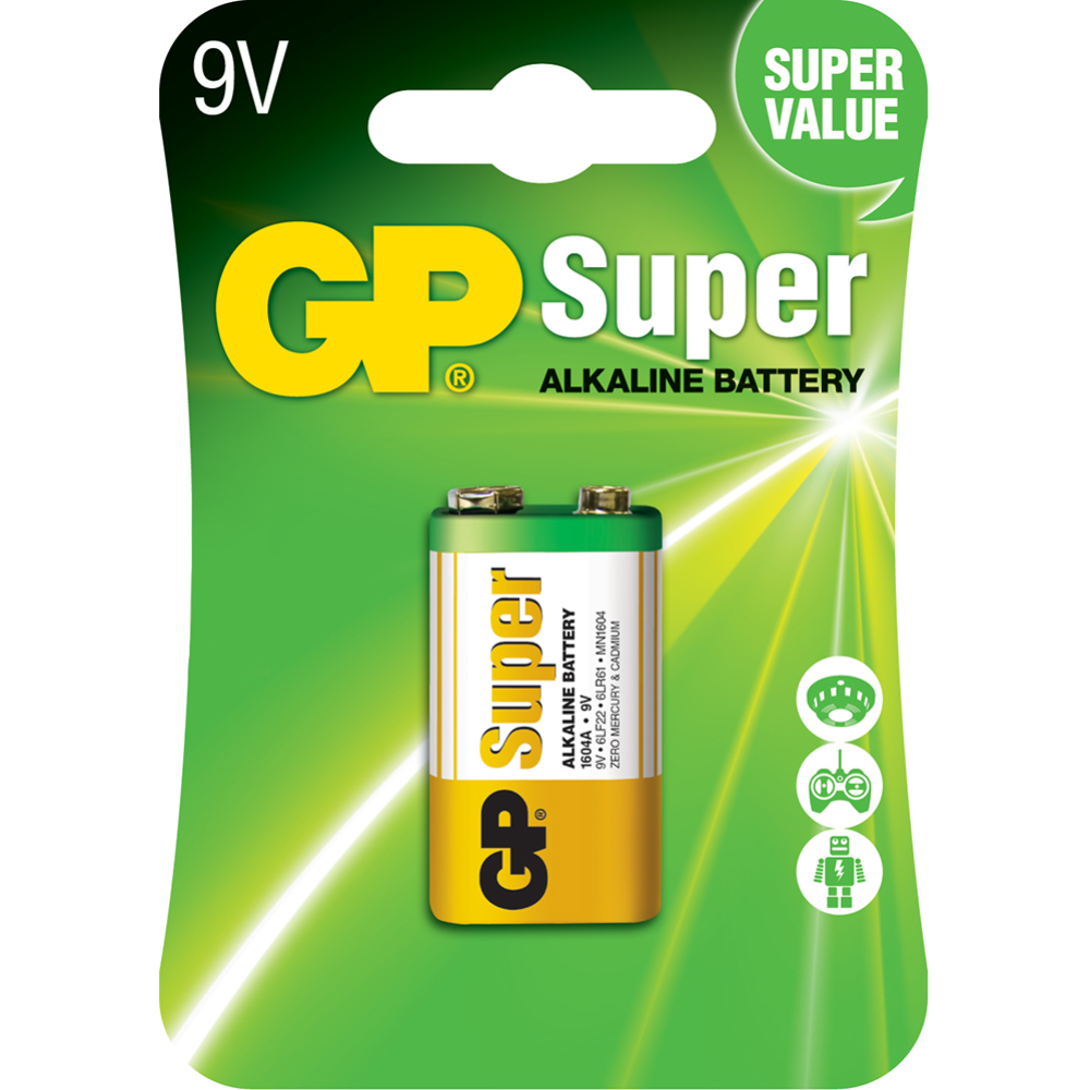 Элемент питания «GP» Super Alkaline, 6LR61/1604A BP