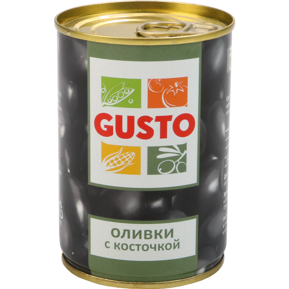 Оливки черные «Gusto» , с ко­сточ­кой, 280 г