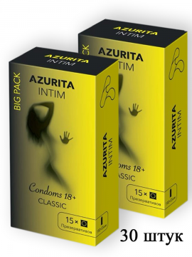 Презервативы классические с гиалуроновой смазкой Azurita Intim 2 упаковки по 15 шт. (30 шт)