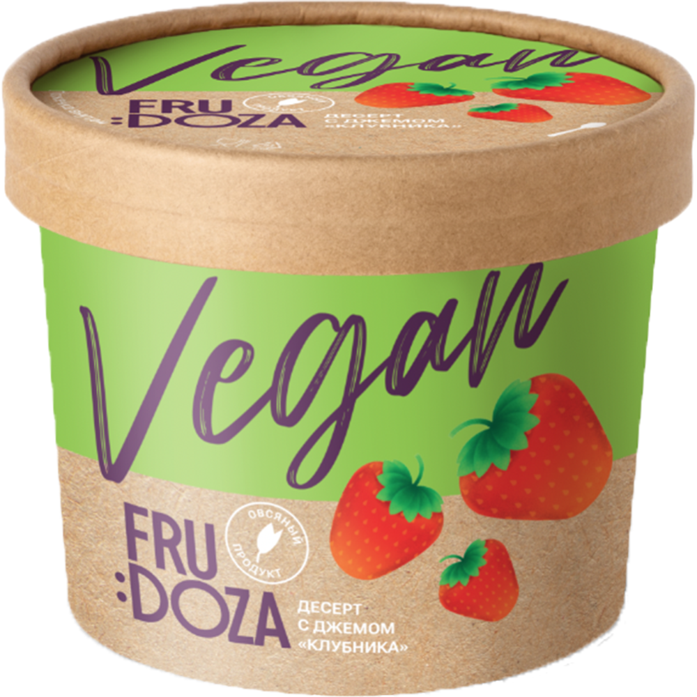 Десерт вегетарианский взбитый «Frudoza Vegan» замороженный, со вкусом клубники, 145 г #0