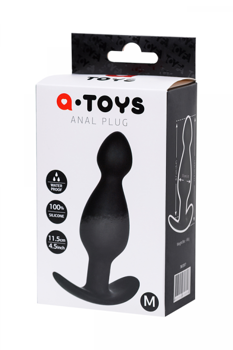 Анальная пробка A-Toys by TOYFA, размер M, силикон, черная, 11,5 см