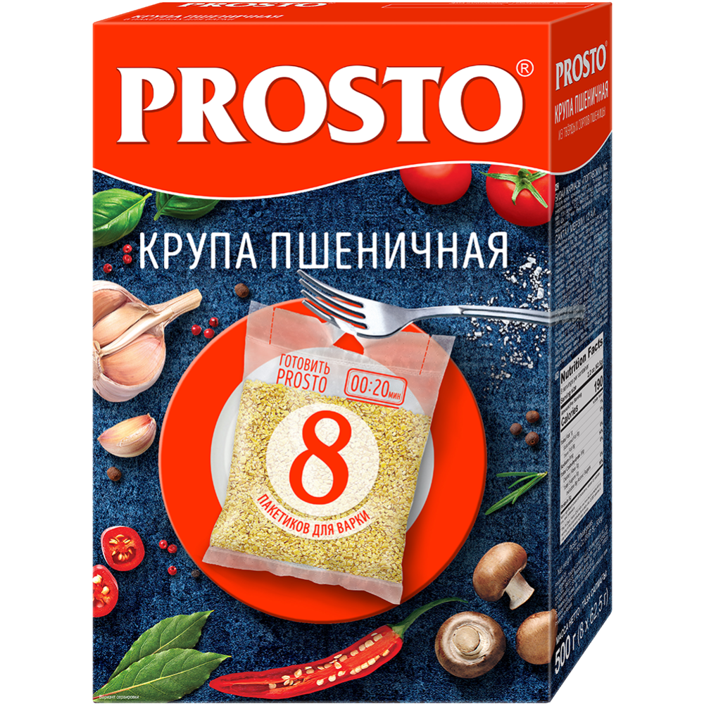 Пшеничная крупа «Prosto» полтавская, 8х62.5 г #0