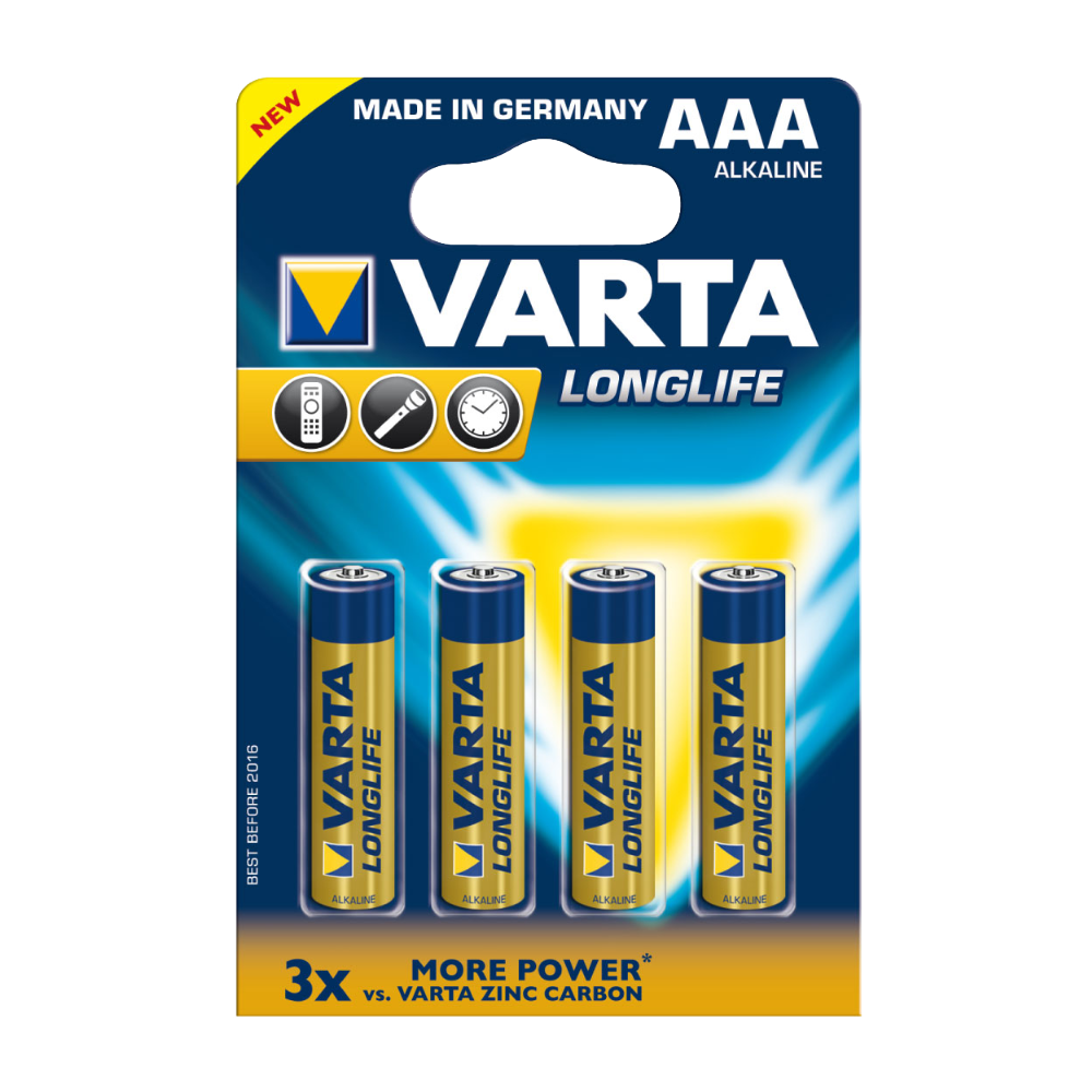 Батарейка «Varta» Longlife, AAА, LR03/4103 4BP, 4 шт #0