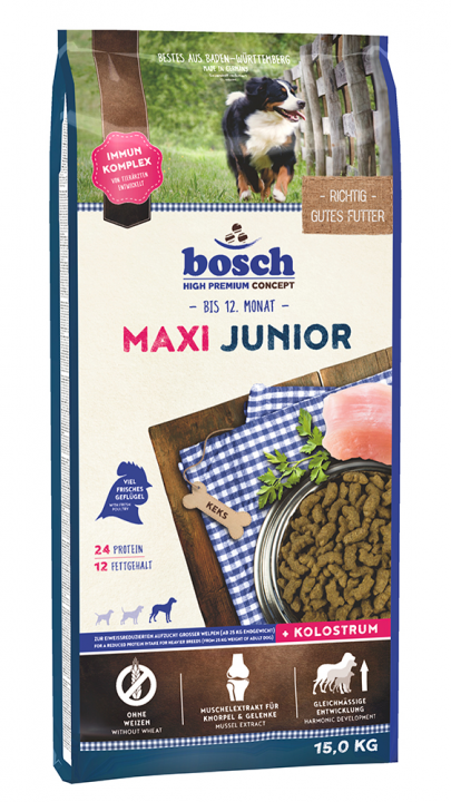 Корм для щенков крупных пород Bosch Maxi Junior (Бош Макси Юниор) 15кг