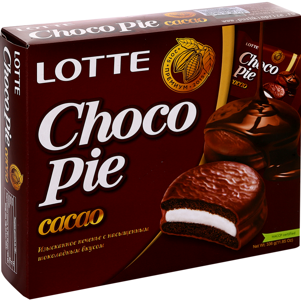 Печенье глазированное «Choco Pie» Lotte, какао, 336 г #0