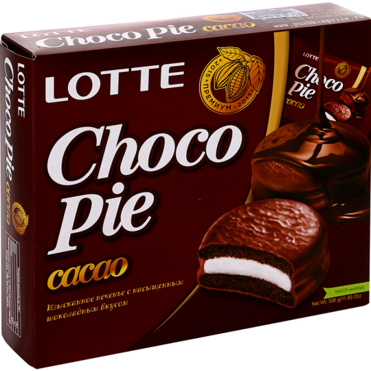 Печенье глазированное «Choco Pie» Lotte, какао, 336 г