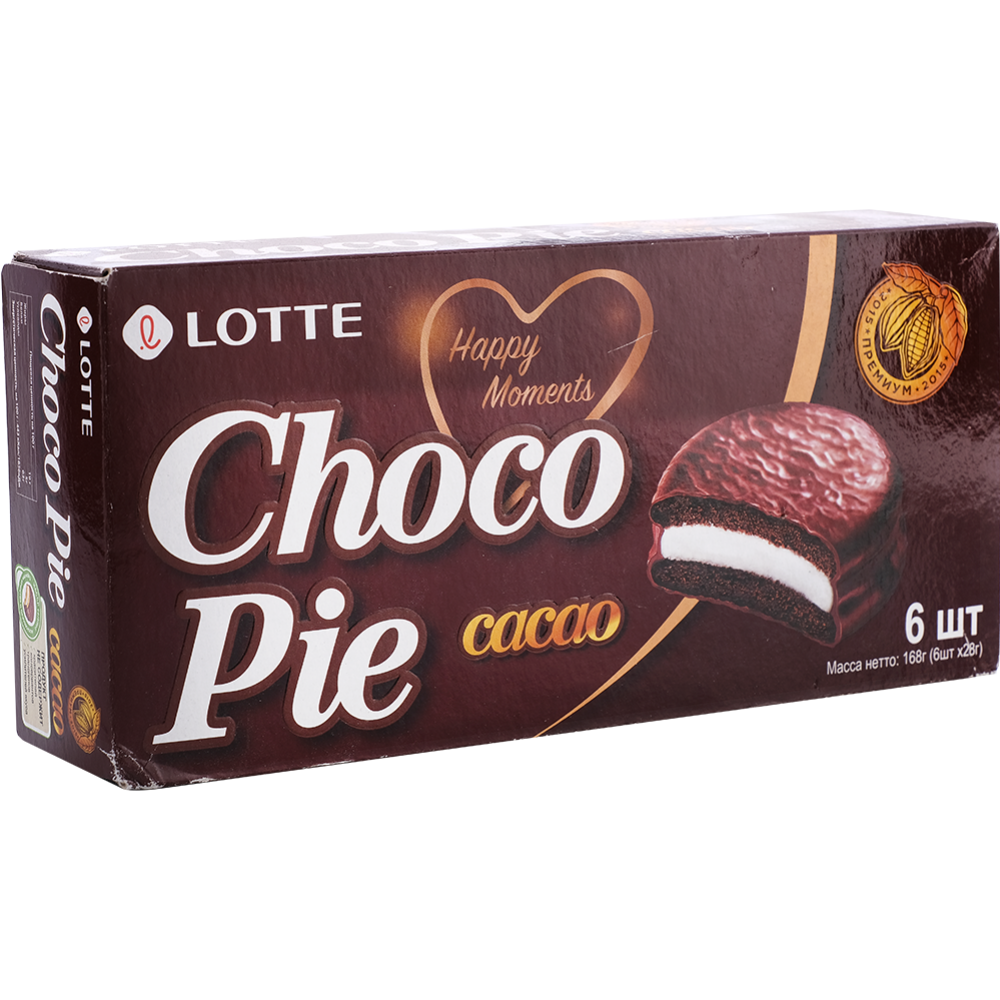 Печенье «Choco Pie» Lotte, какао, 168 г #0