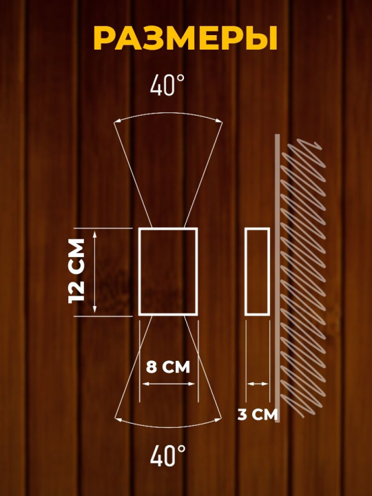 Светильник архитектурный светодиодный PWL-12080/40D 2x4w 4000K GR IP65 230V/50Hz  Jazzway .5024786