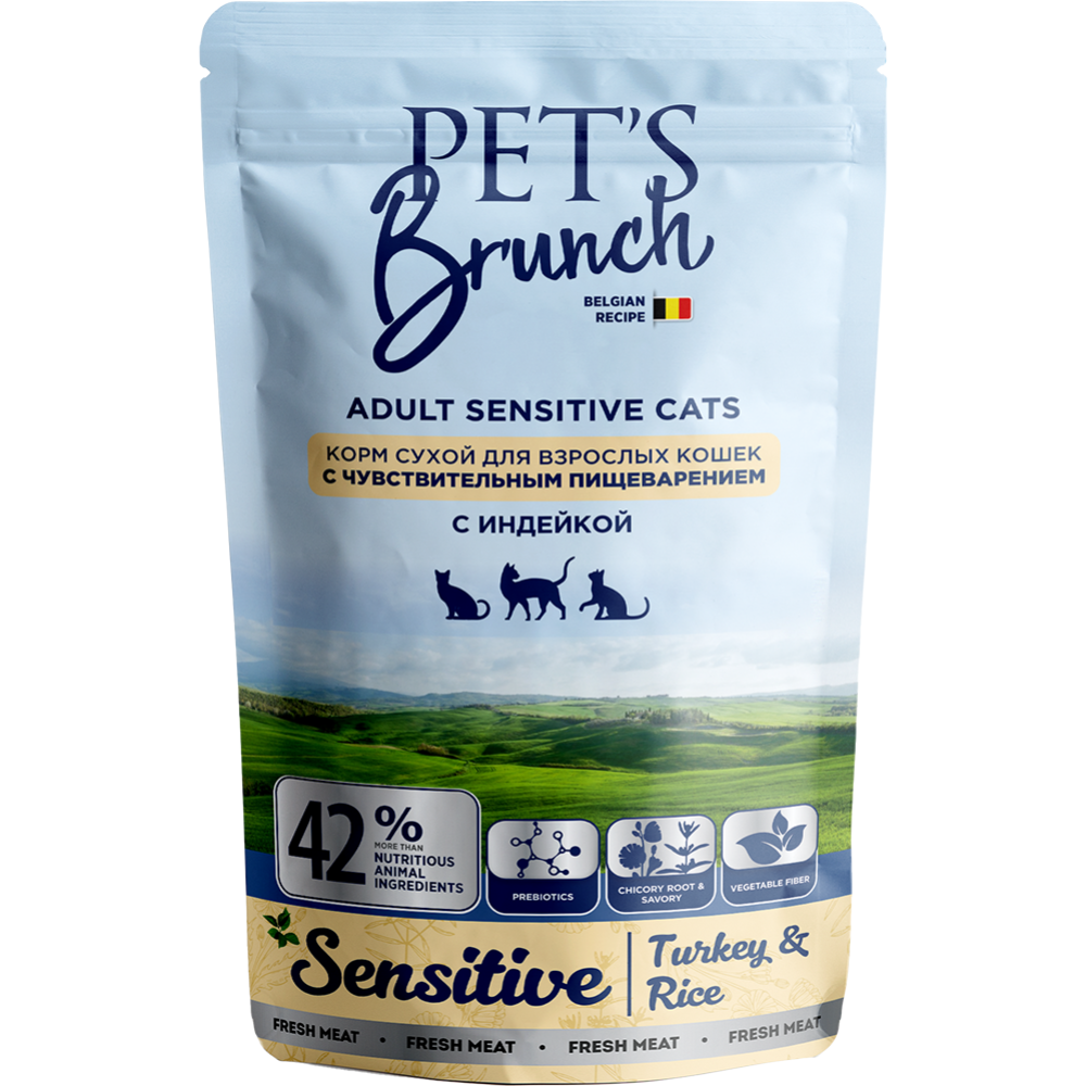 Корм для кошек «Pet's Brunch» Sensitive Turkey, с индейкой, 0.4 кг