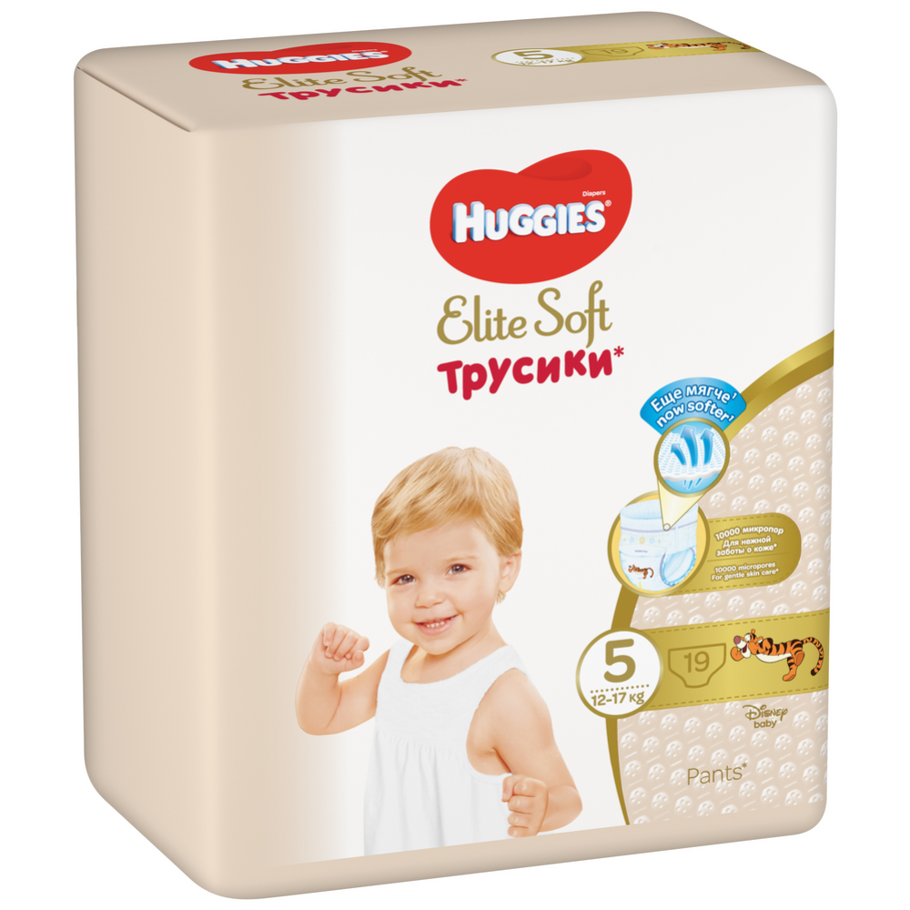 Подгузники-трусики детские «Huggies» Elite Soft, размер 5, 12-17 кг, 19 шт