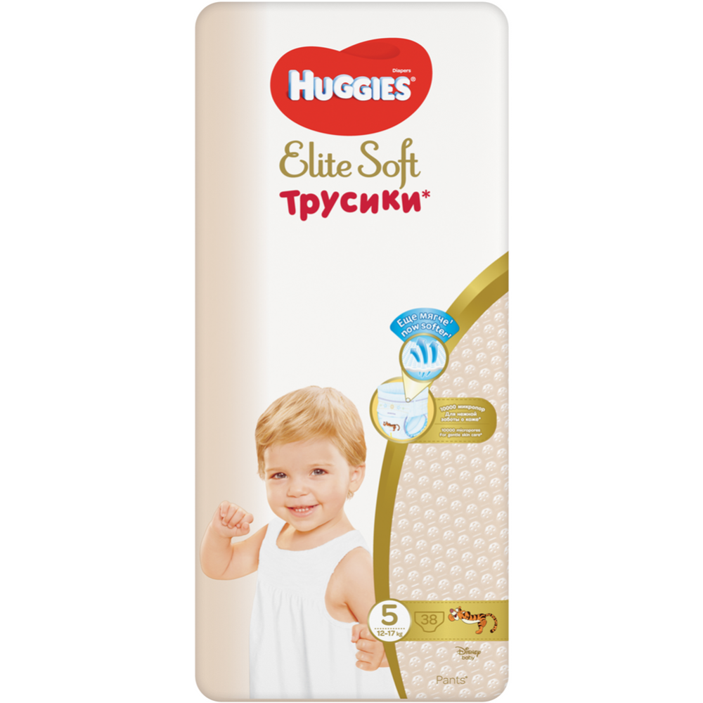Подгузники-трусики детские «Huggies» Elite Soft, размер 5, 12-17 кг, 38 шт