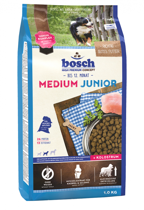 Корм для щенков средних пород Bosch Medium Junior (Бош Медиум Юниор) 1кг