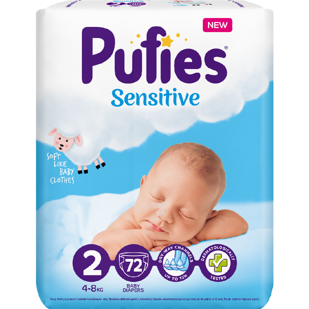 Подгузники детские «Pufies» Sensitive, размер 2, Mini, 72 шт