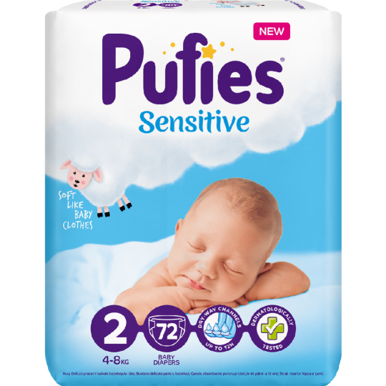 Подгузники детские «Pufies» Sensitive, размер 2, Mini, 72 шт